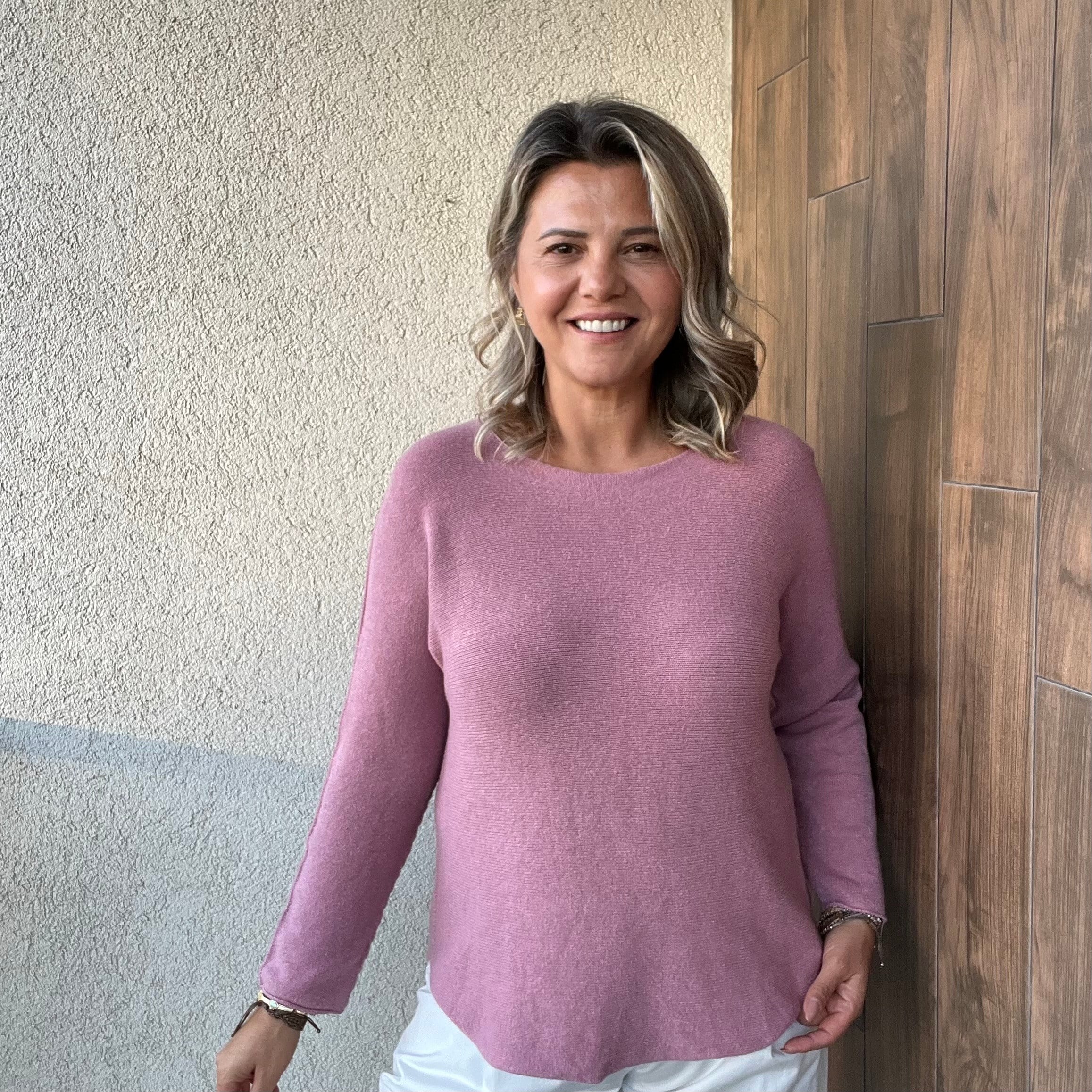 PEMBE KAYIK YAKA İTALYAN VİSCOSE KAZAK