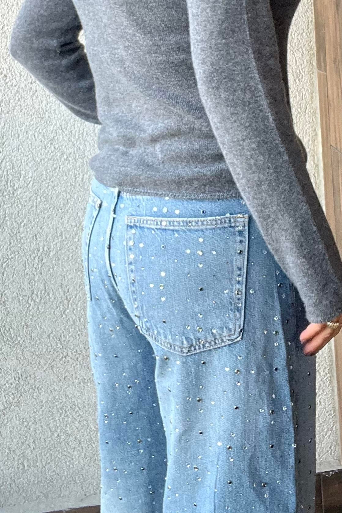 PREMİUM KALİTE TAŞ İŞLEMELİ MAVİ JEAN PANTOLON