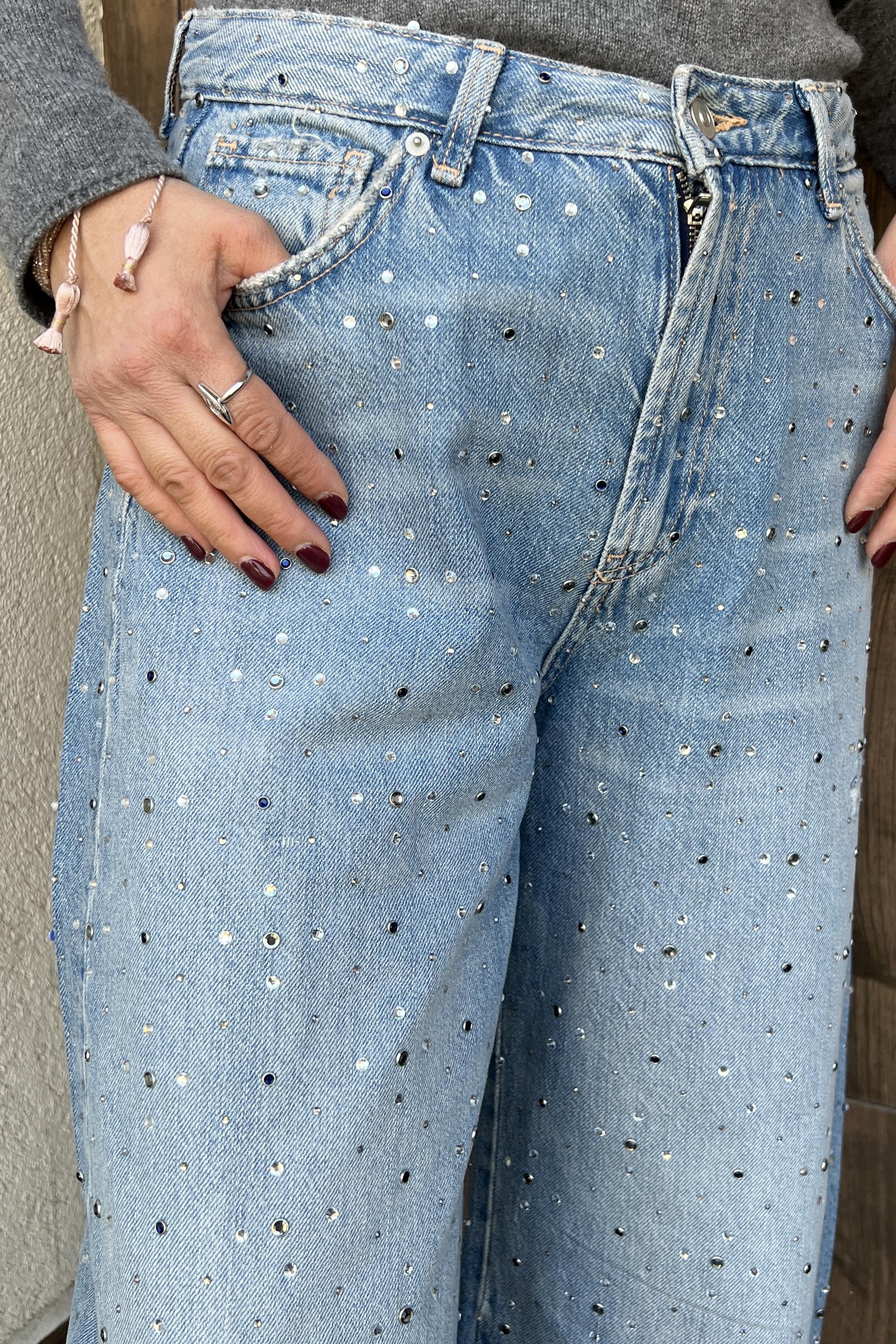 PREMİUM KALİTE TAŞ İŞLEMELİ MAVİ JEAN PANTOLON