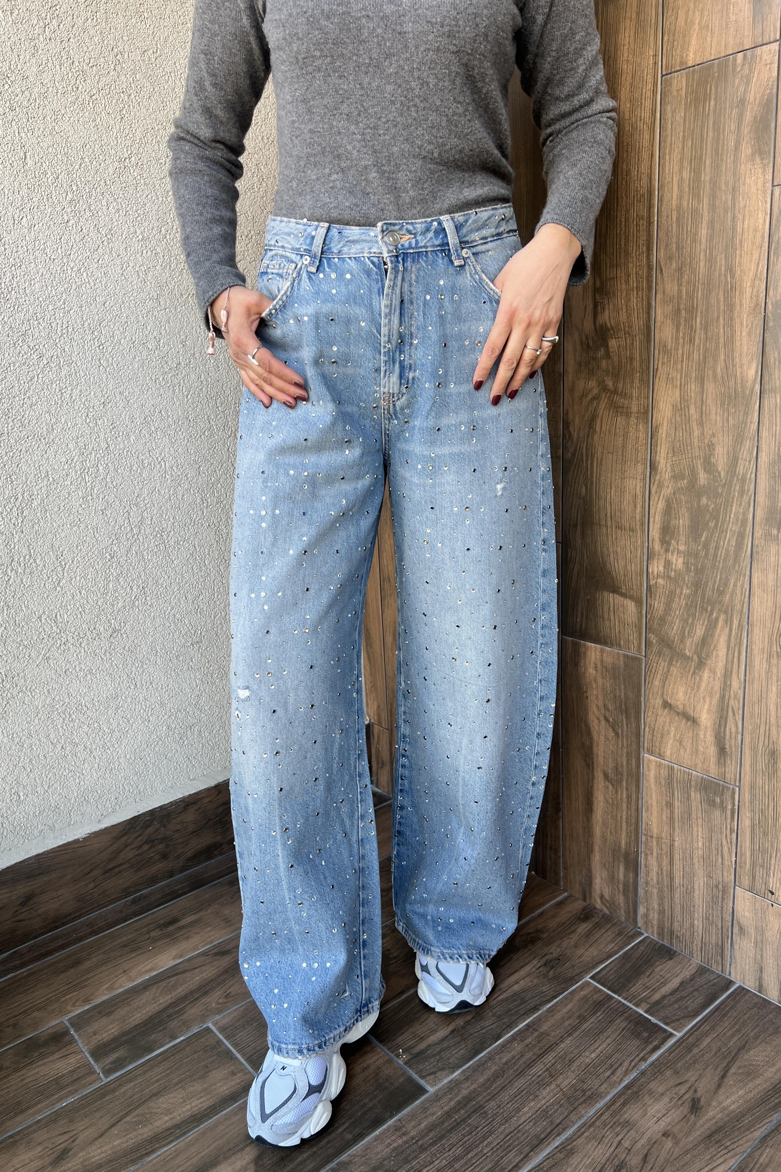 PREMİUM KALİTE TAŞ İŞLEMELİ MAVİ JEAN PANTOLON