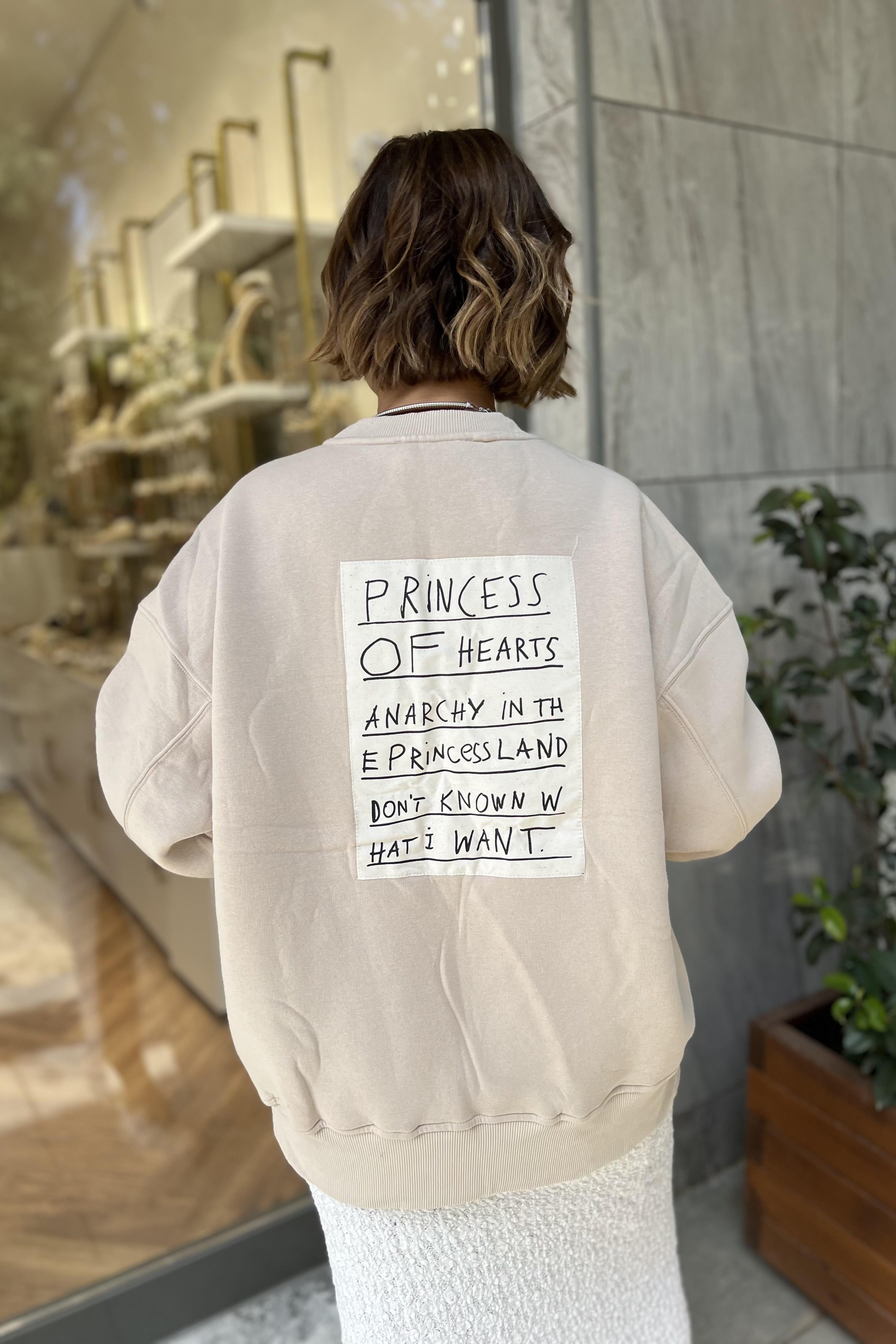 PRİNCESS BEJ RENGİ OVERSİZE SWEATSHIRT