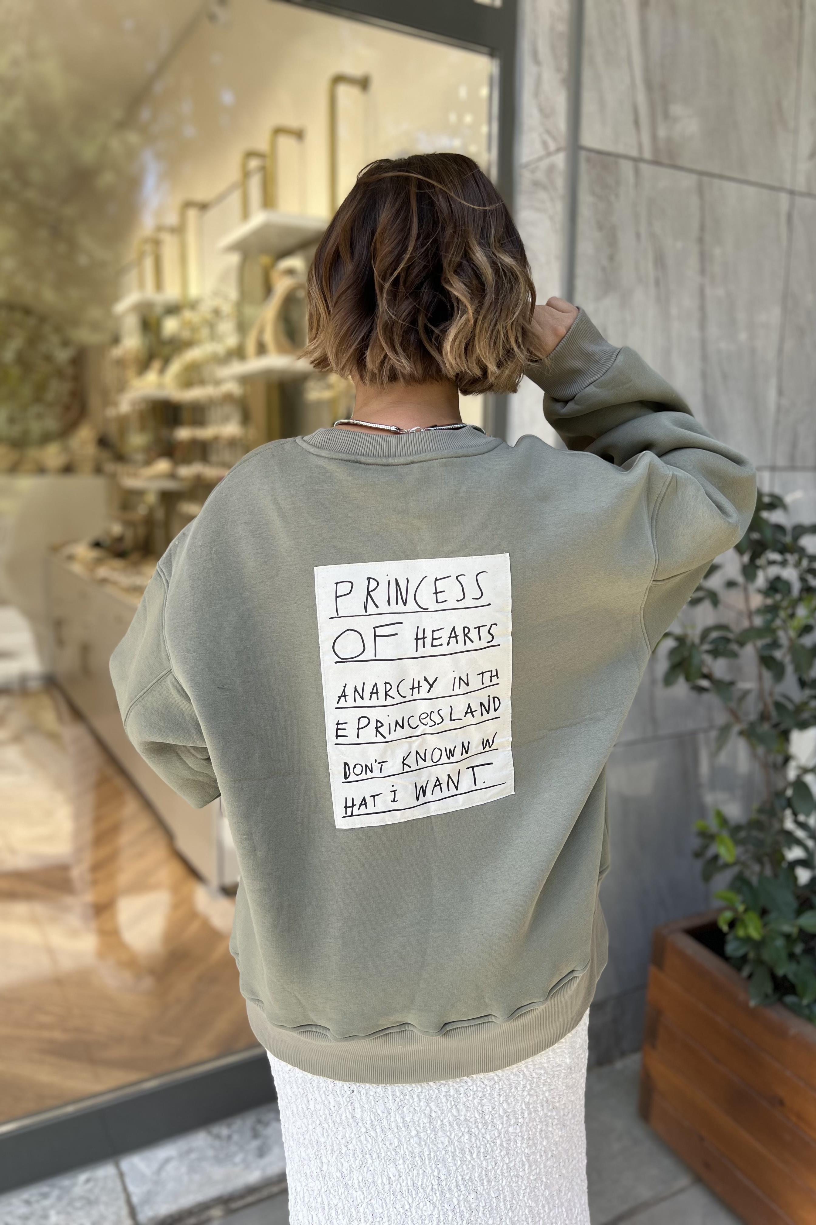 PRİNCESS HAKİ OVERSİZE SWEATSHIRT