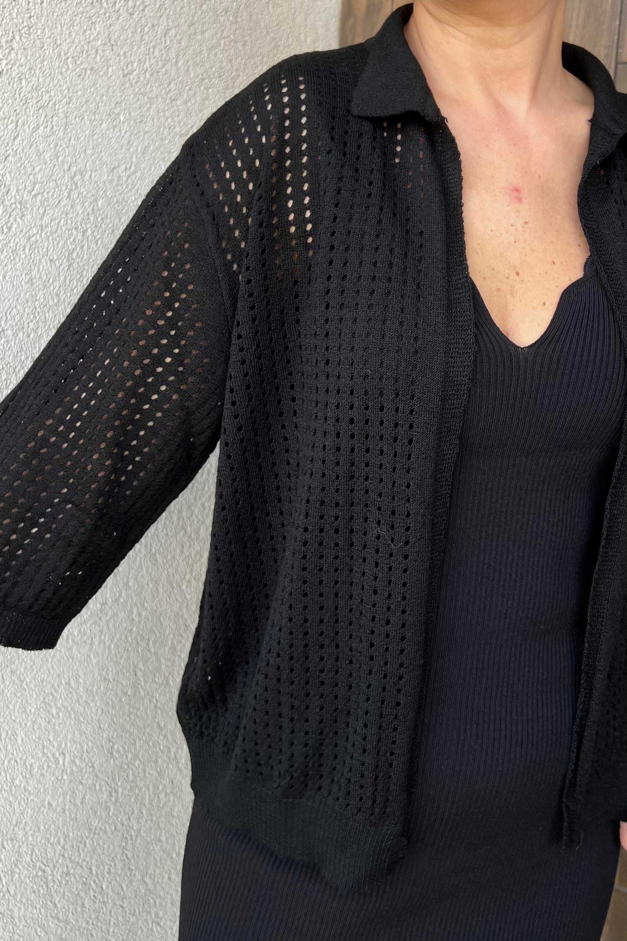 YARIM KOL FİLE HIRKA - Siyah