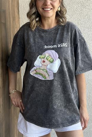 2026 MOOD YIKAMALI TİŞÖRT - Antrasit