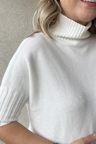 BEYAZ BALIKÇI YAKA KISA KOL İTALYAN KAZAK