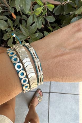 BRONZ MAVİ 3LÜ KOMBİN BİLEKLİK