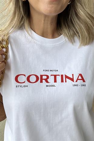 CORTINA BEYAZ OVERSİZE TİŞÖRT