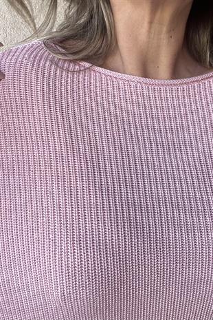 DİLVİN KAYIK YAKA BASIC TRİKO KAZAK - Pembe
