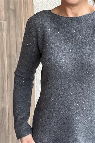 DİLVİN PULLU SİMLİ TRİKO KAZAK - Antrasit