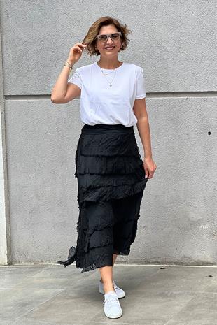 İPEK KUMAŞ SAÇAKLI ETEK