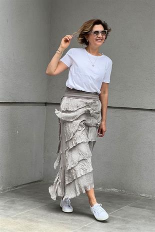 İPEK KUMAŞ SAÇAKLI ETEK