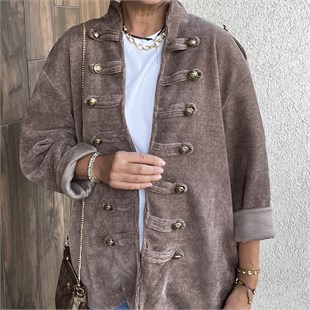 İTALYAN APOLETLİ KADİFE CEKET - Camel