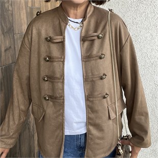 İTALYAN APOLETLİ NUBUK CEKET - Camel