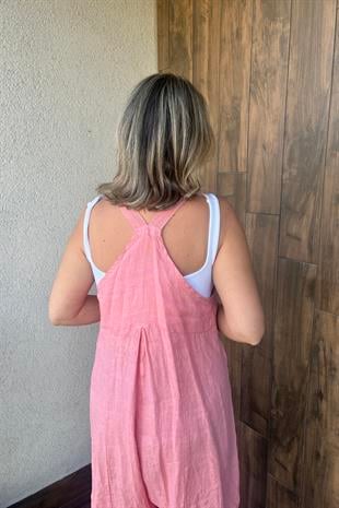İTALYAN ASKILI KETEN TULUM - Pudra Pembe