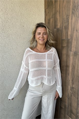 KISA AJURLU TRİKO - Beyaz