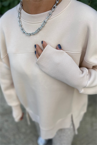 KOL DETAYLI OVERSİZE SWEATSHIRT