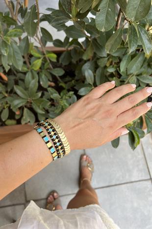 MAVİ SEDEFLİ BRONZ 3LÜ KOMBİN BİLEKLİK