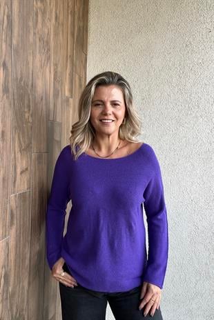 MOR KAYIK YAKA İTALYAN VİSCOSE KAZAK