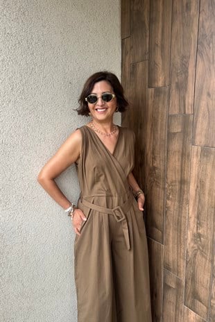 OLİVE V YAKA KEMERLİ TULUM