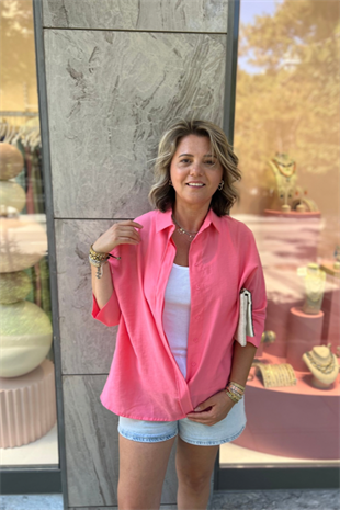 OVERSİZE PEMBE  GÖMLEK