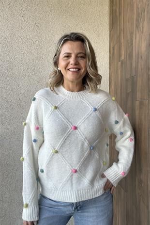 PON PONLU EKRU TRİKO KAZAK