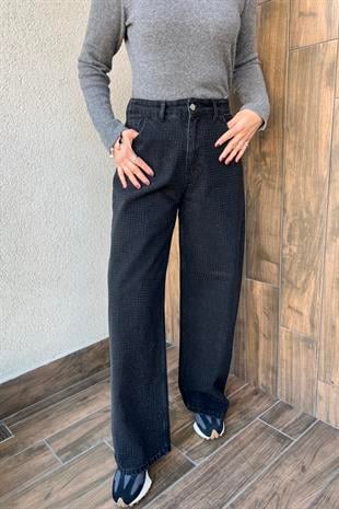 PREMİUM KALİTE TAŞ İŞLEMELİ SİYAH JEAN PANTOLON