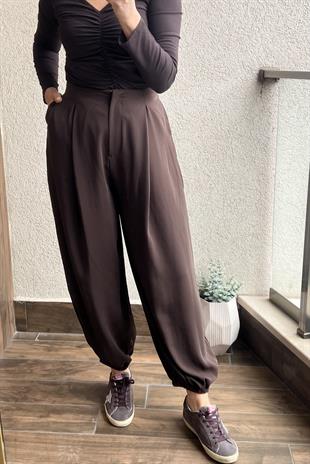 RAHAT KALIP ŞALVAR PANTOLON - Kahve