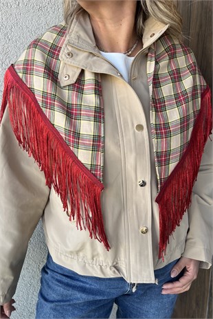 ŞAL DETAYLI TRENÇKOT - Camel