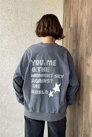 SOLUK EFEKTLİ OVERSİZE SWEATSHIRT
