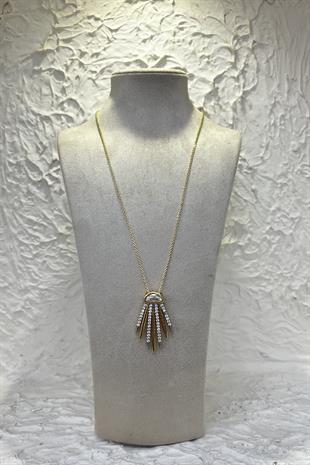 TAŞLI ÇİZGİ KOLYE 45 cm