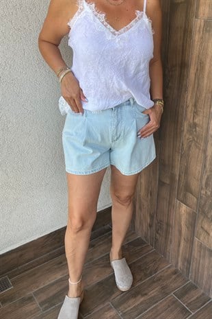 TEK PİLE JEAN ŞORT