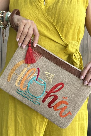 TROPİKAL ALOHA CLUTCH ÇANTA - Prime Serisi