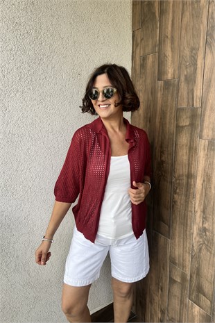 YARIM KOL FİLE HIRKA - Bordo