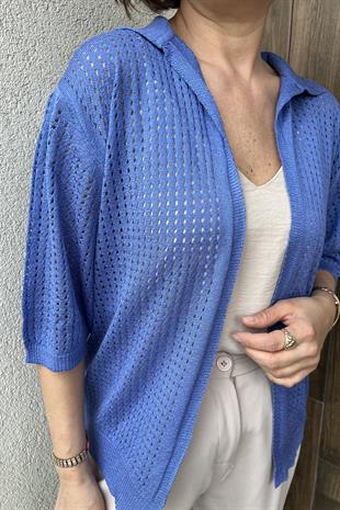 YARIM KOL FİLE HIRKA - Mavi