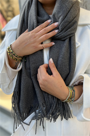 YUMUŞAK DOKULU ANTRASİT RENKLİ KAŞMİR ATKI