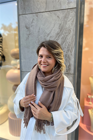 YUMUŞAK DOKULU VİZON RENKLİ  KAŞMİR ATKI