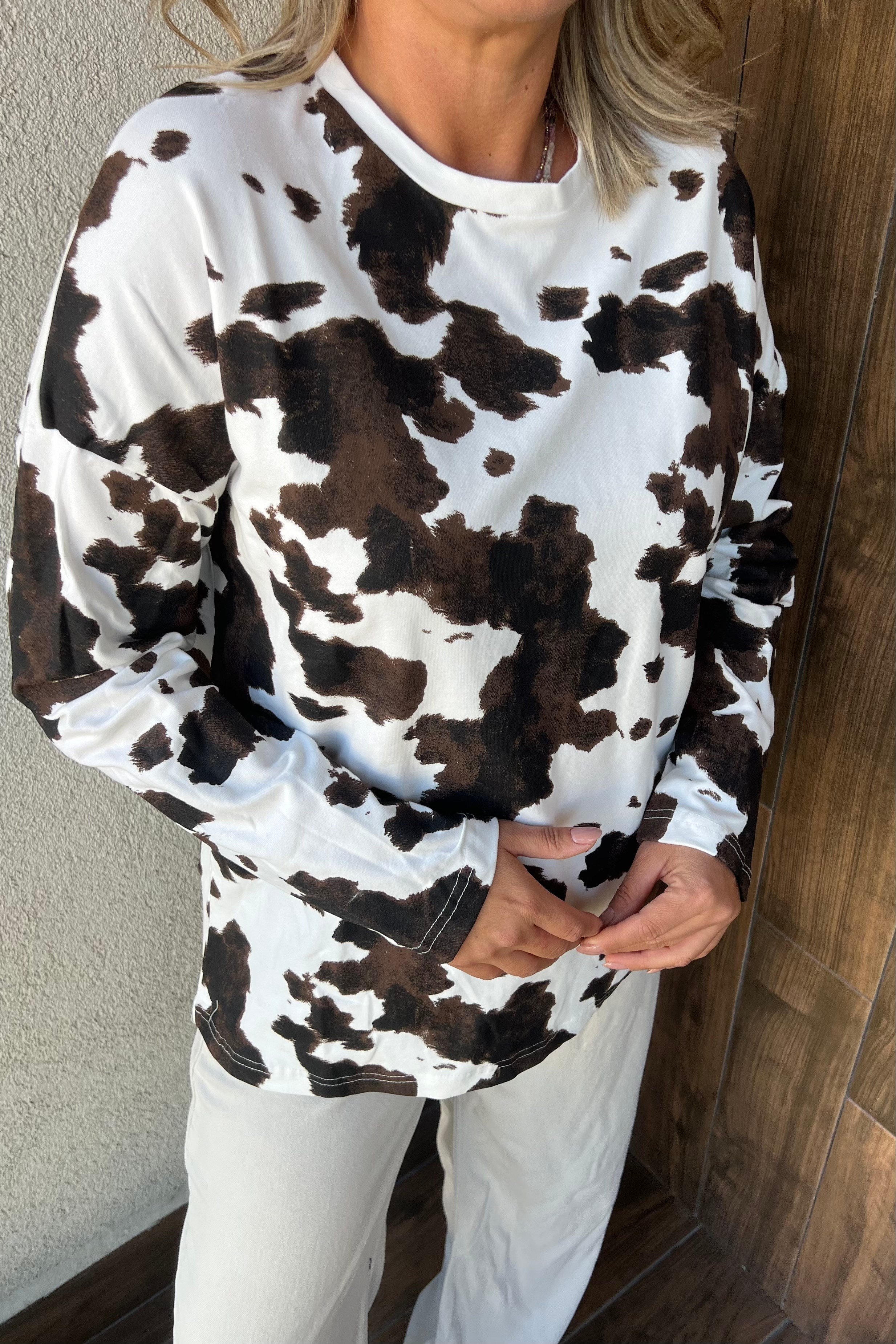 BASKI DESENLİ BİSİKLET YAKA İNCE SWEATSHIRT