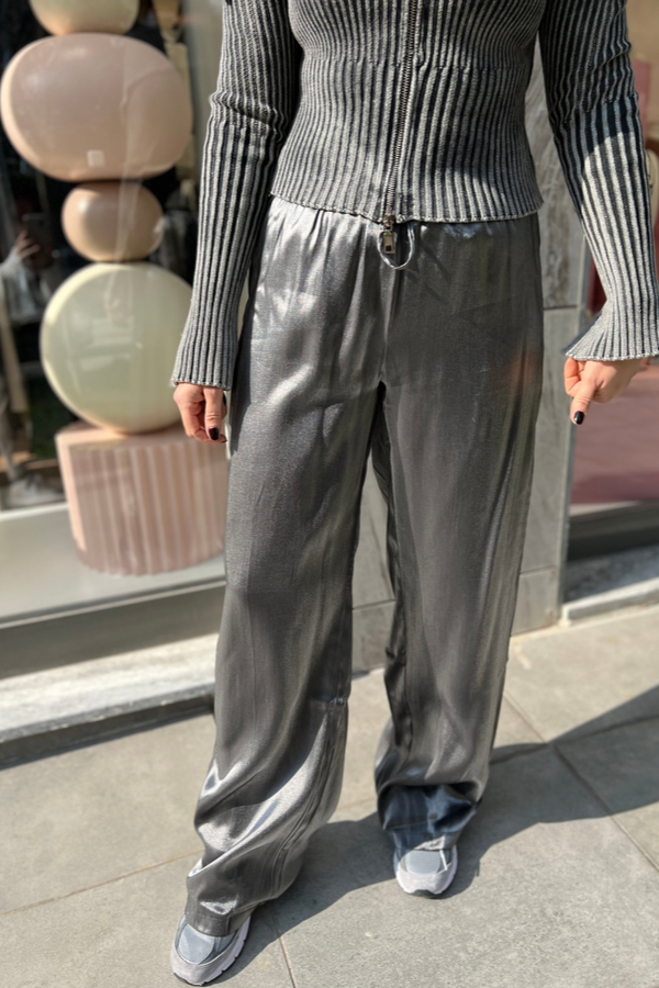 BELİ LASTİKLİ SATEN PANTOLON