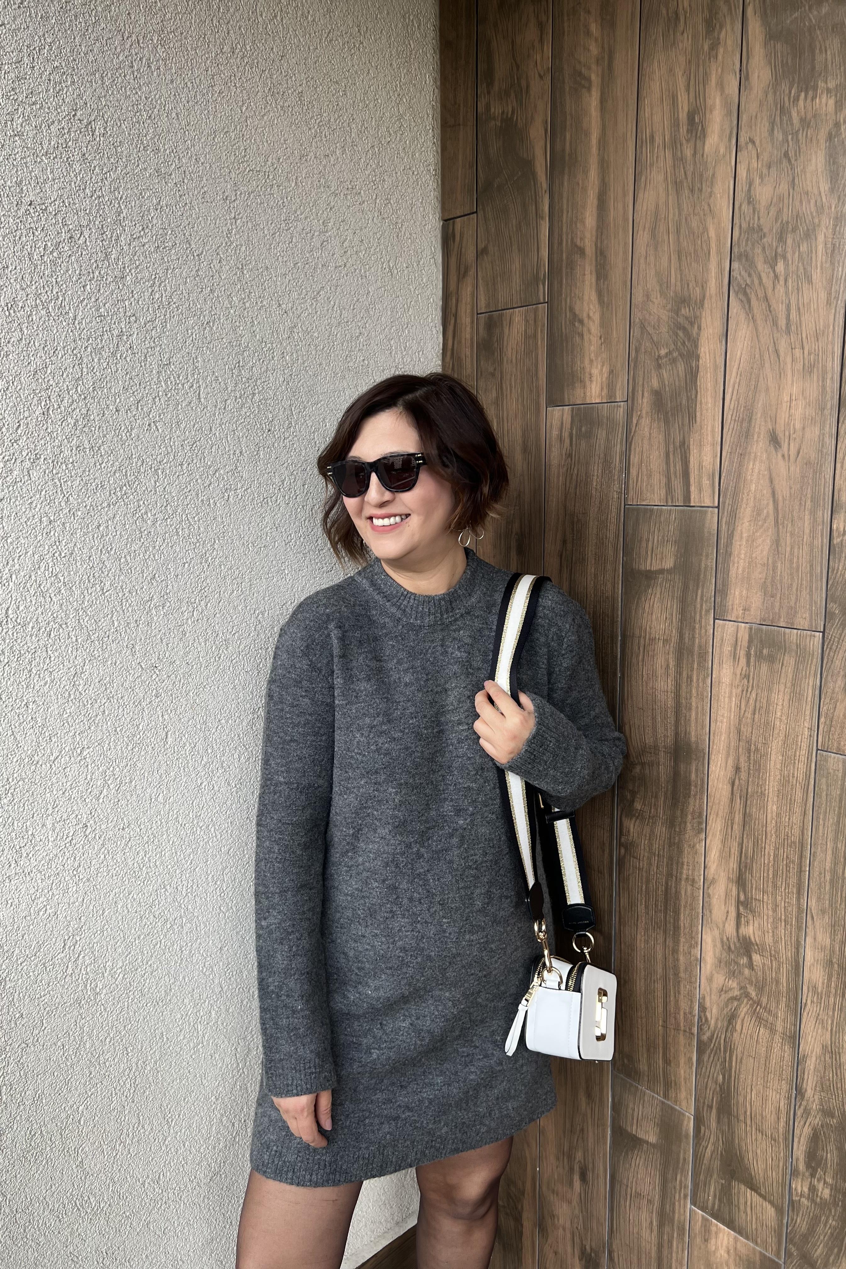 BİSİKLET YAKA ANTRASİT TRİKO ELBİSE