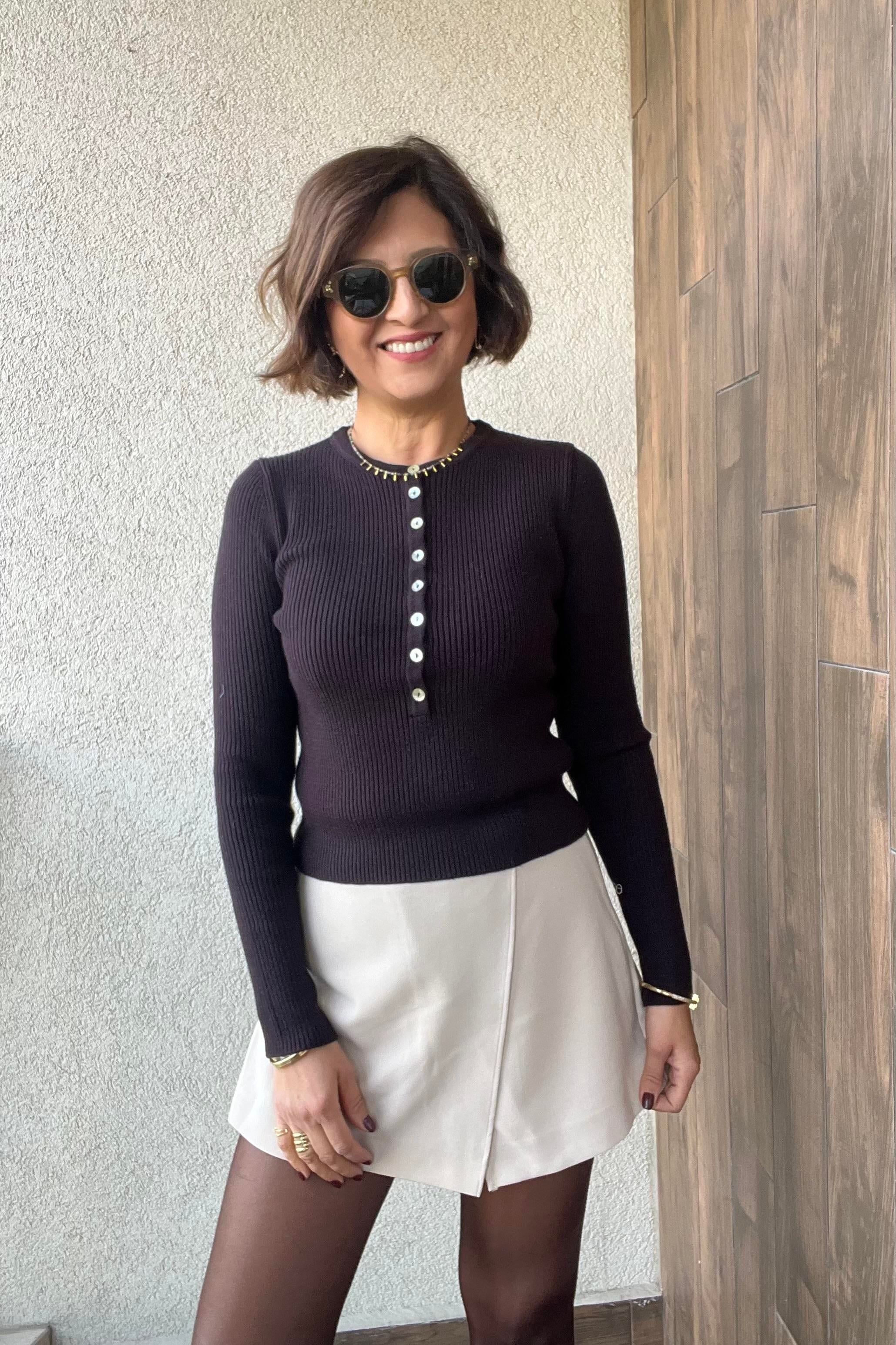 BİSİKLET YAKA YÜNLÜ DÜĞMELİ ACI KAHVE TRİKO KAZAK