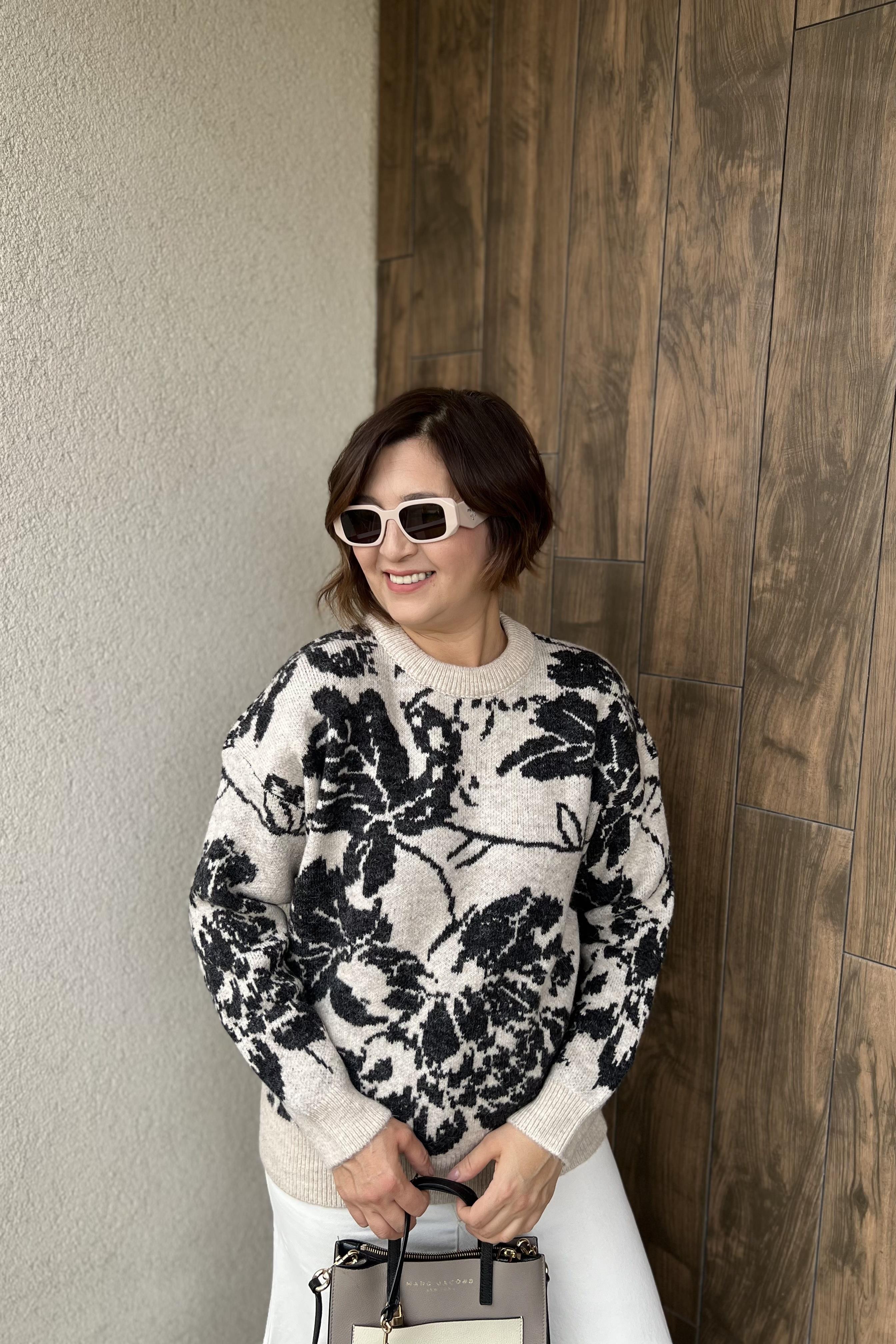 ÇİÇEKLİ ÖRGÜ KAZAK