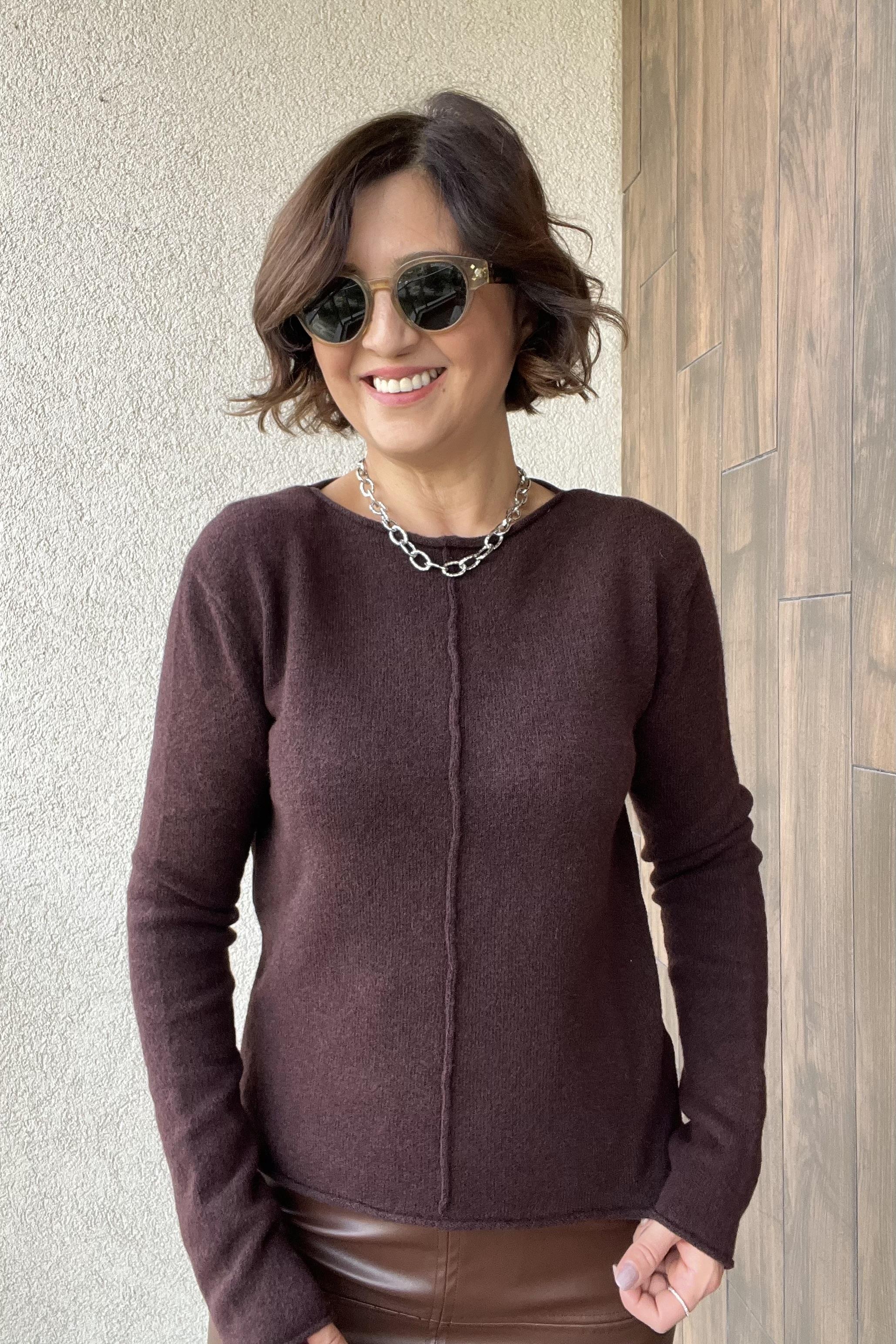 DİLVİN KAYIK YAKA KAHVE KAZAK