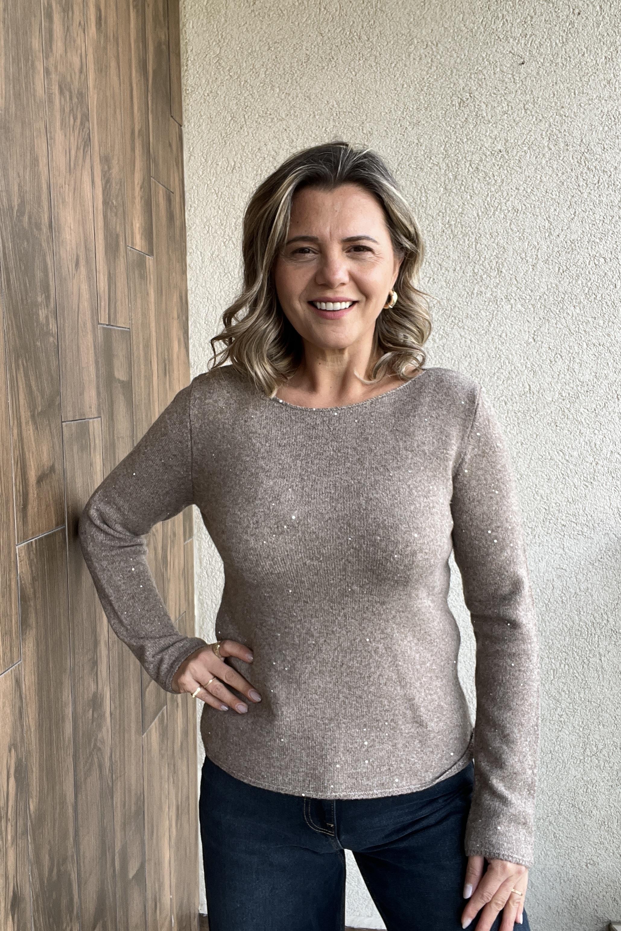 DİLVİN PULLU SİMLİ TRİKO KAZAK - Bej 