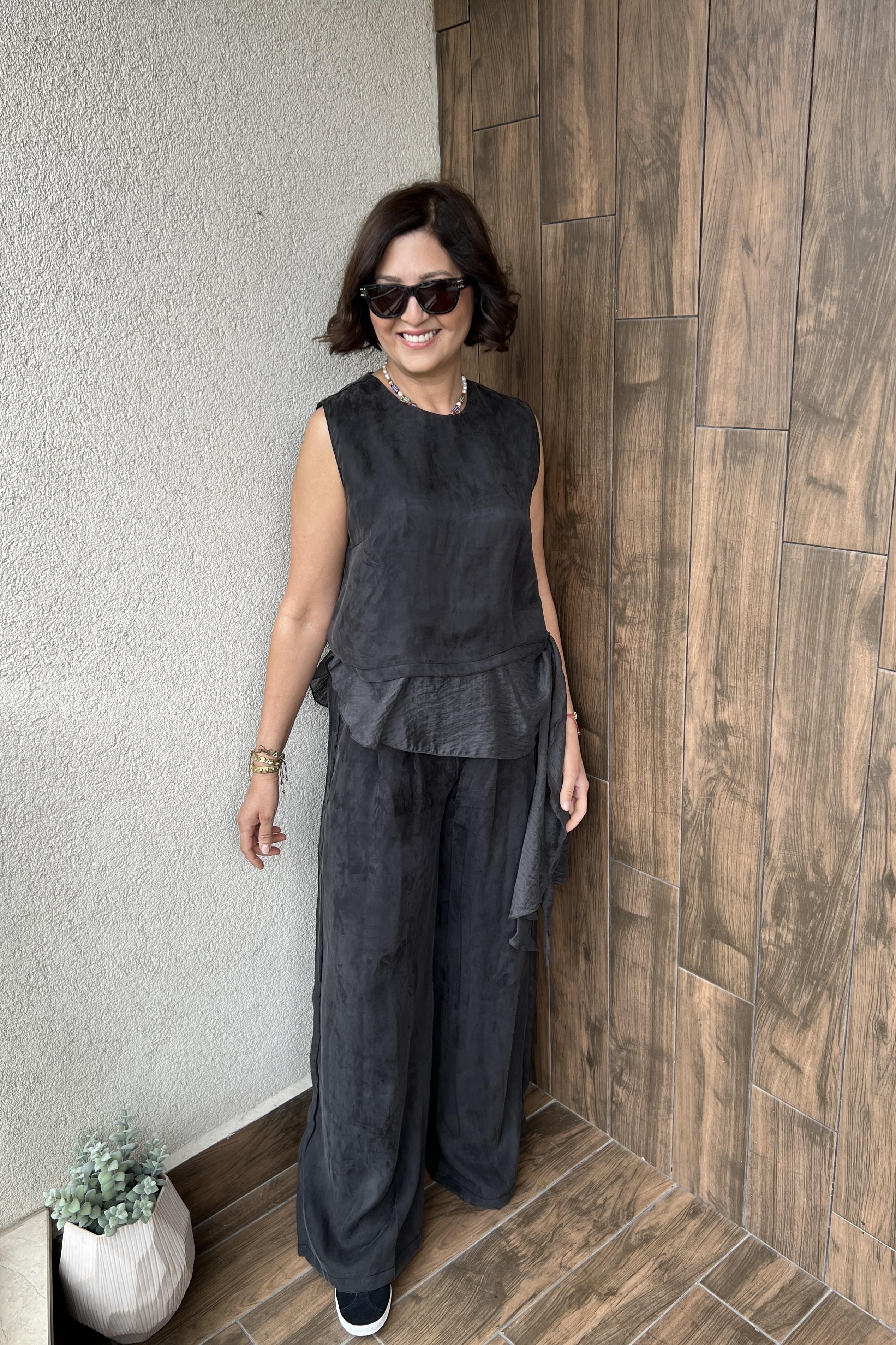 GARNİLİ BLUZ PANTOLON TAKIM - Antrasit 