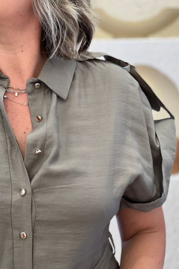 GOLD DÜĞMELİ TENCEL HAKİ TULUM · 2