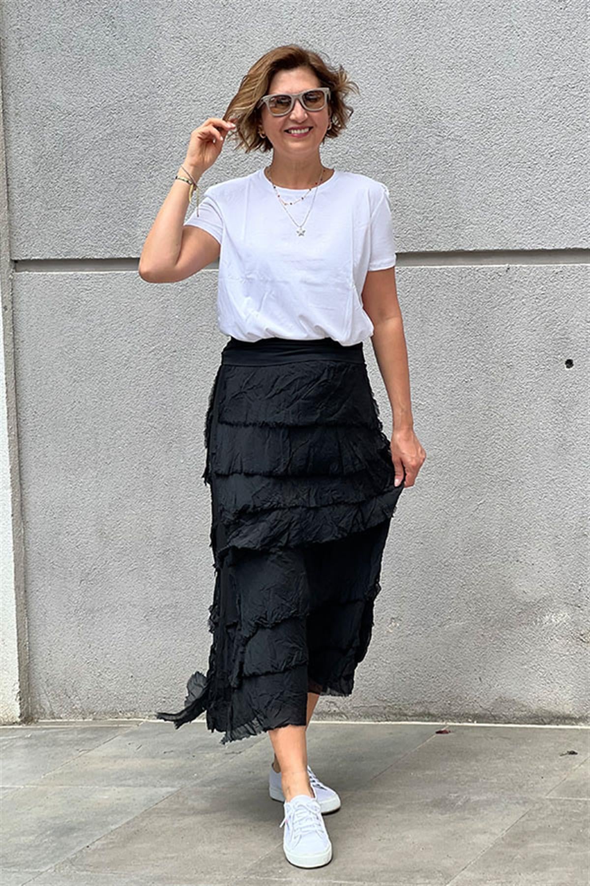 İPEK KUMAŞ SAÇAKLI ETEK