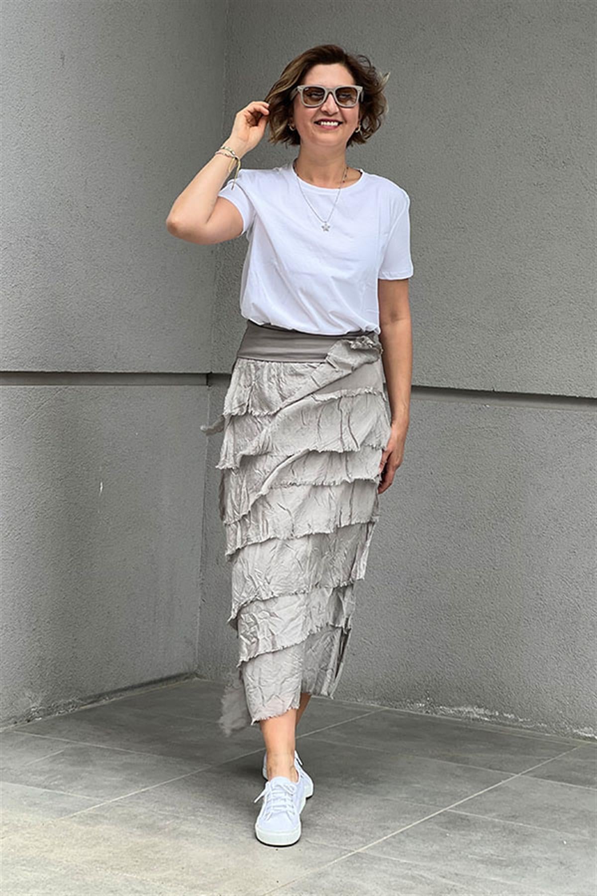 İPEK KUMAŞ SAÇAKLI ETEK