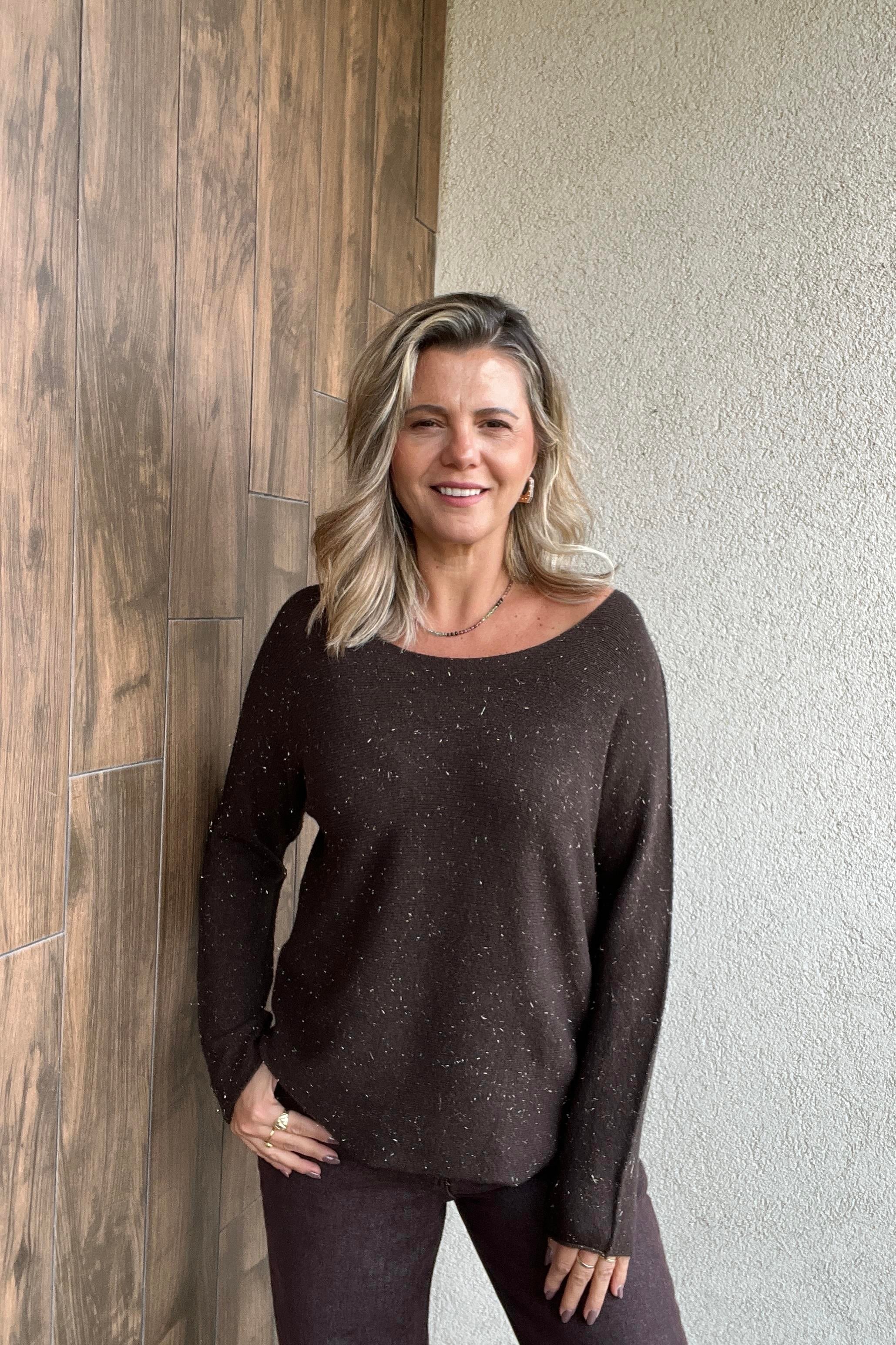 IŞILTILI ACI KAHVE İTALYAN VİSCOSE KAZAK