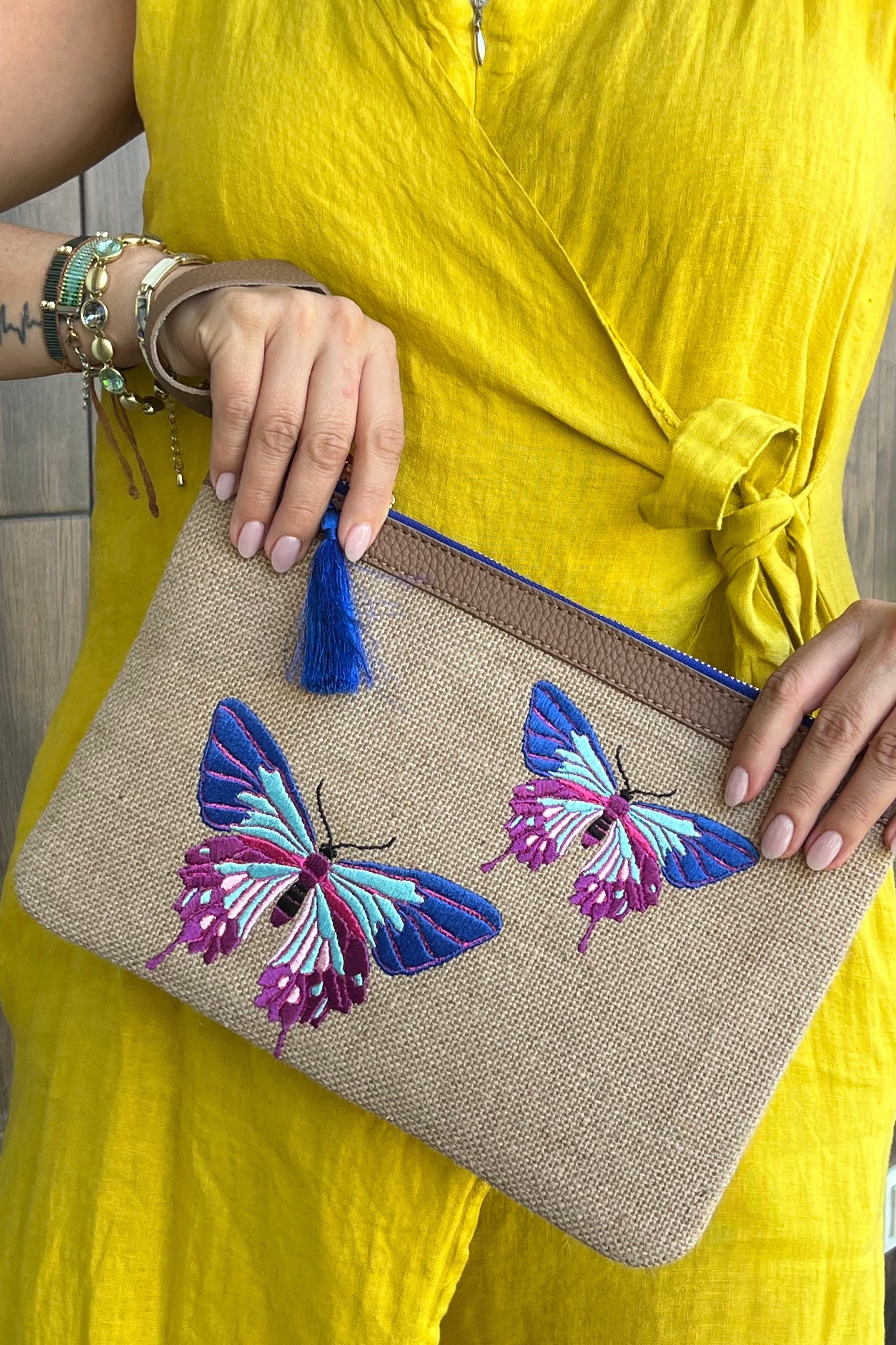 MOR KELEBEK CLUTCH ÇANTA 