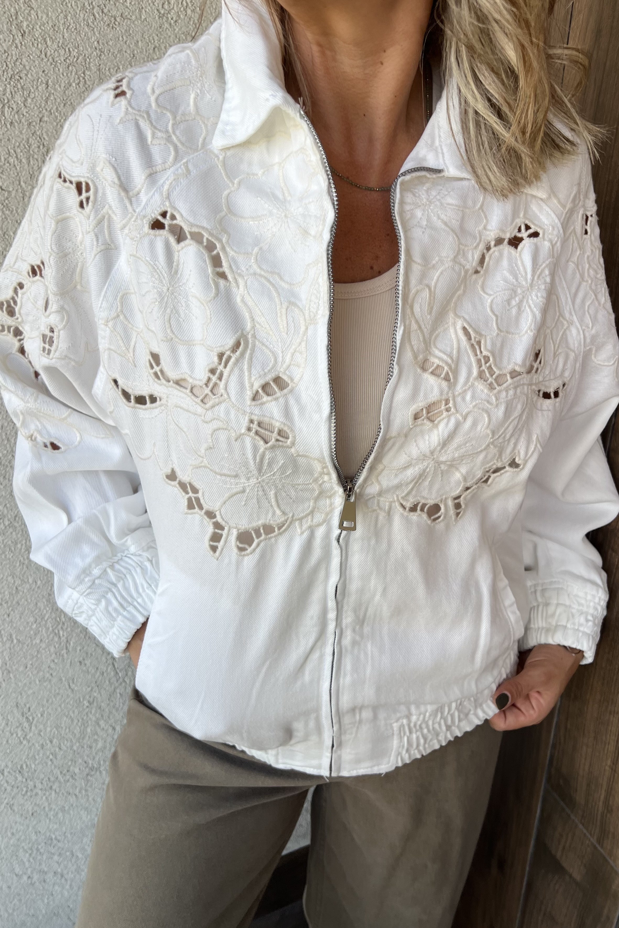 ORİJİNAL MODEL BOMBER DENİM CEKET - Ekru